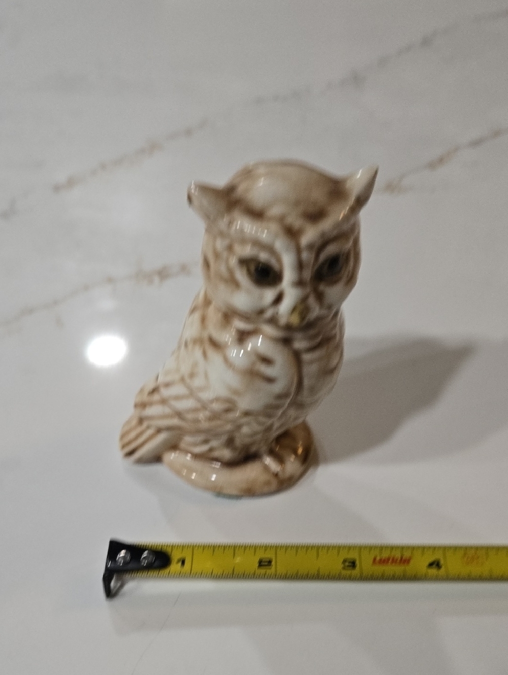 Source Unknown Brown and Cream Ceramic Owl Figurine